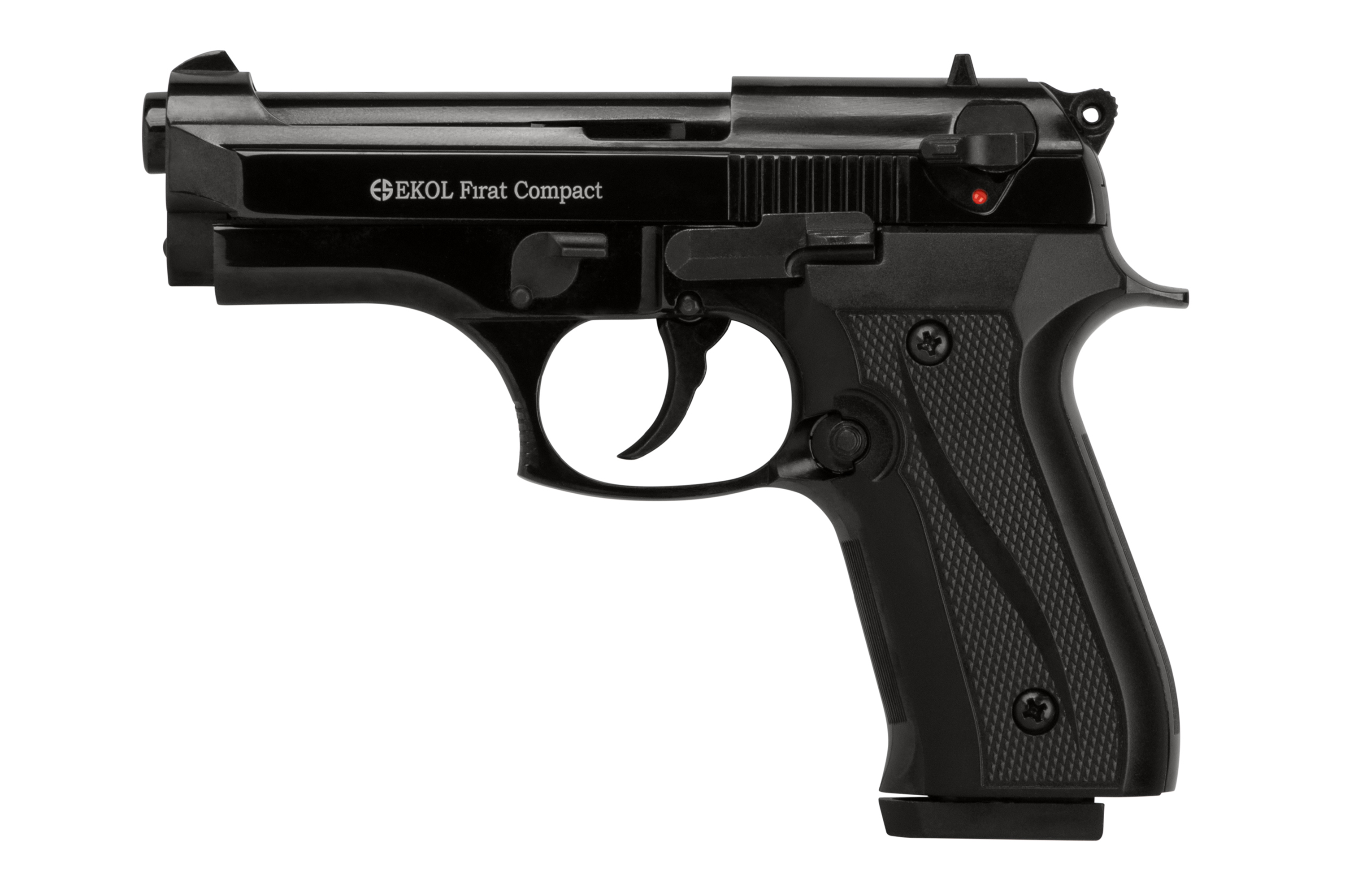 EKOL Firat Compact Luftpistole in Schwarz mit strukturiertem Griff und Sicherheitsschalter.