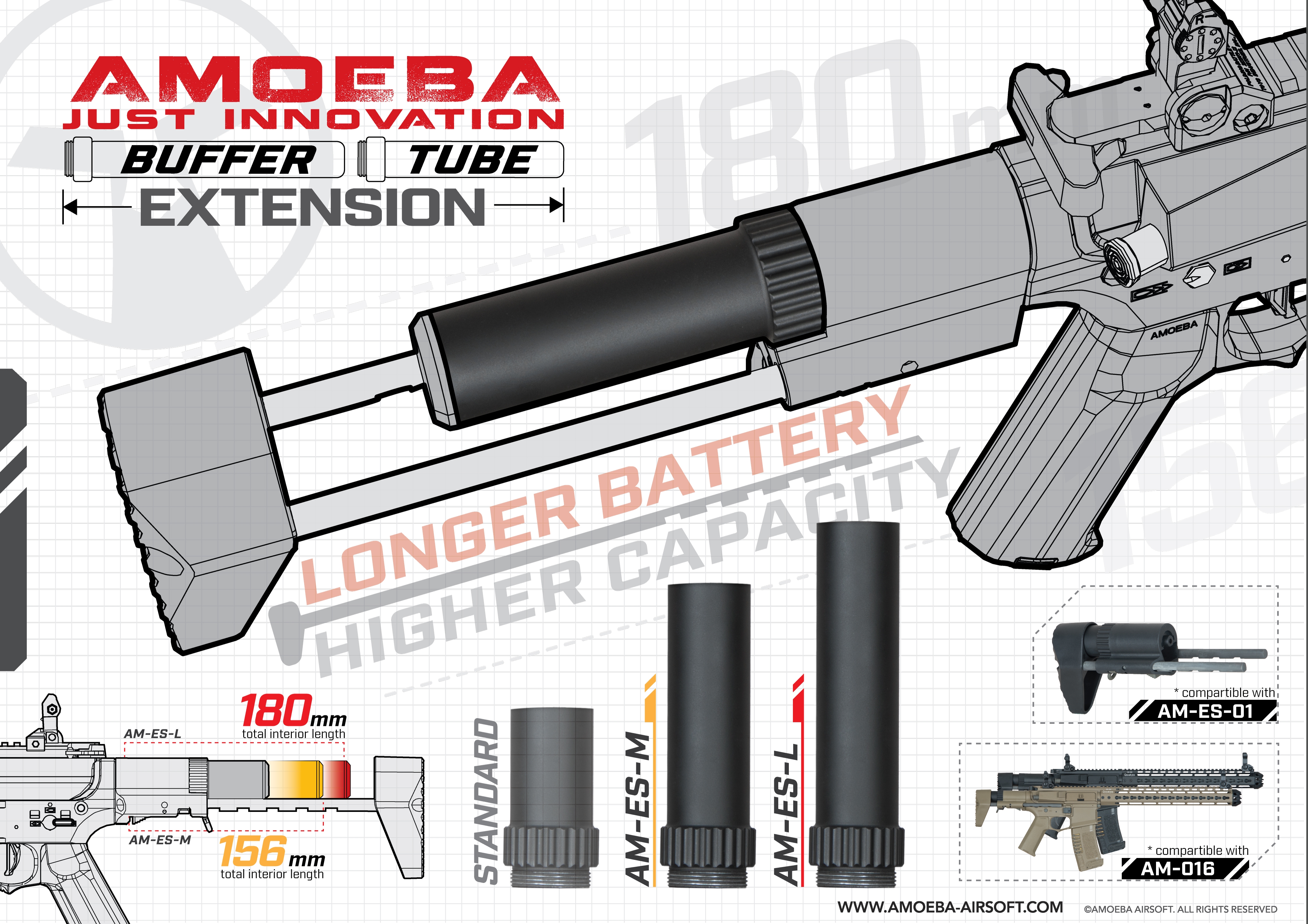 Amoeba Buffer Tube Extension L - Airsoft