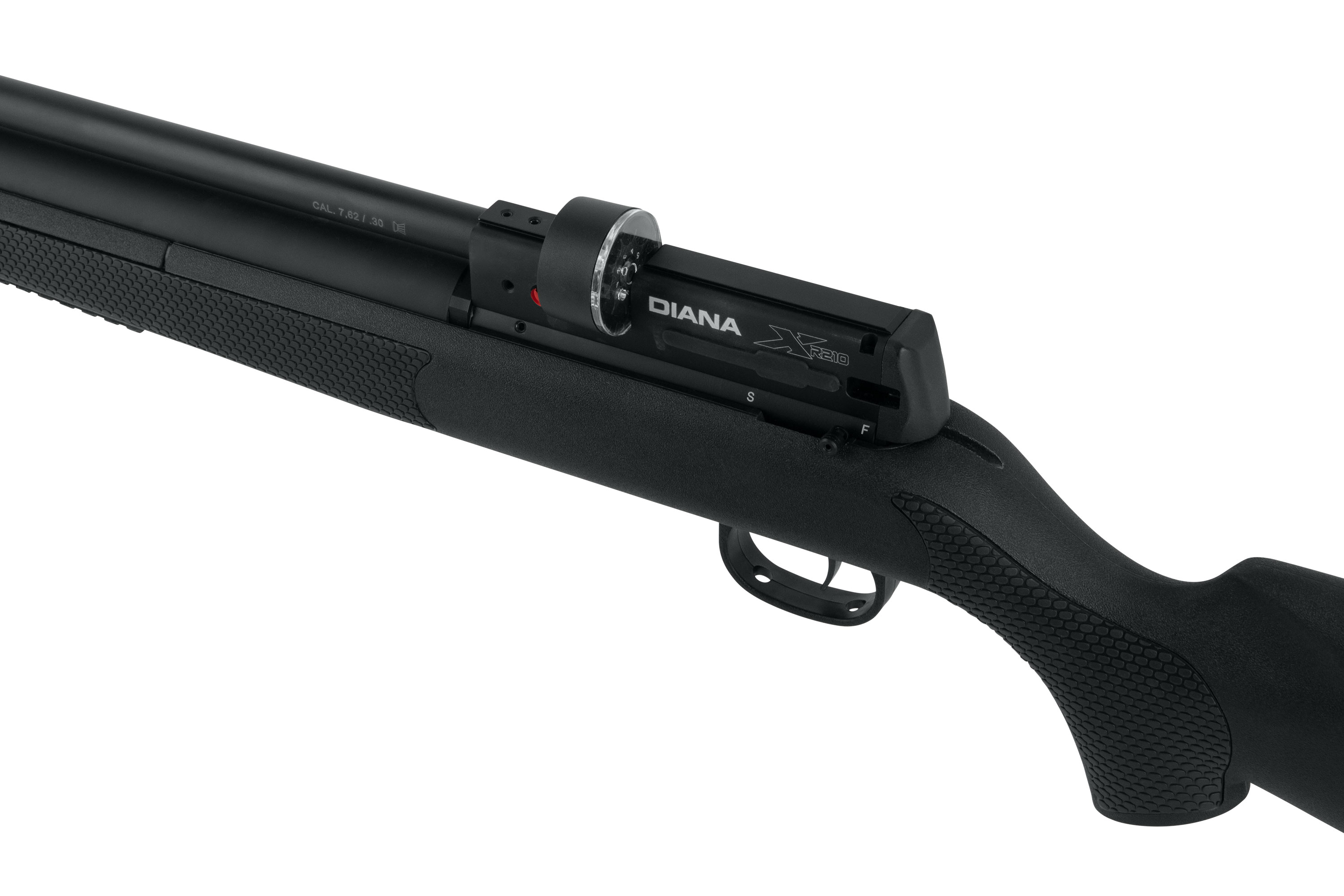 Luftgewehr Diana XR 209 mit elegantem schwarzem Design und ergonomischem Griff für verbesserte Schussleistung.