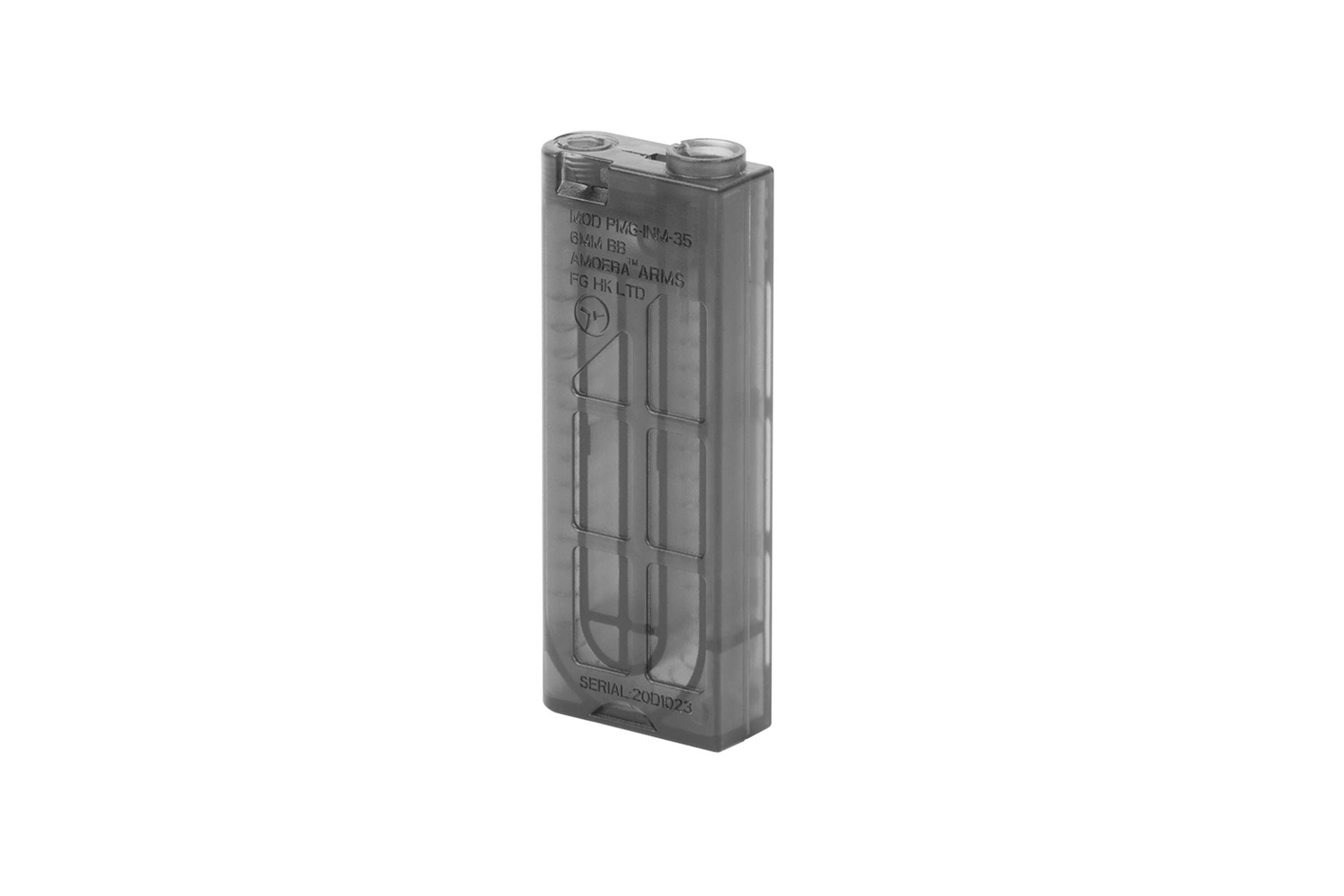 Ares Amoeba PMG-INM-35 6 mm BB-Magazin, transparentes graues Polymer-Airsoft-Magazin für Hochleistungs-Airsoft-Gewehre.