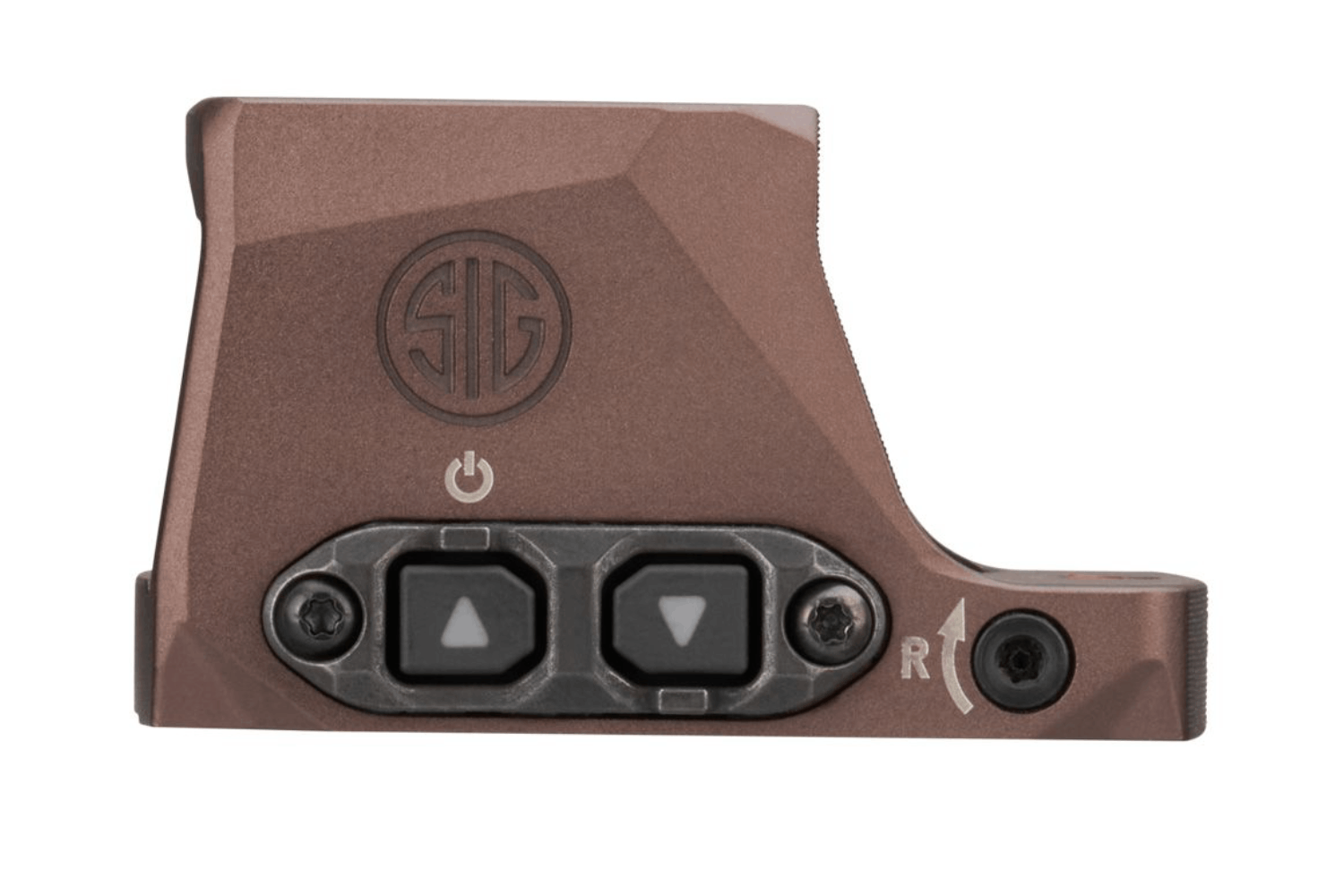 SIG Sauer Rotpunktvisier in Bronze-Finish mit Bedienknöpfen für einfache Einstellungen.