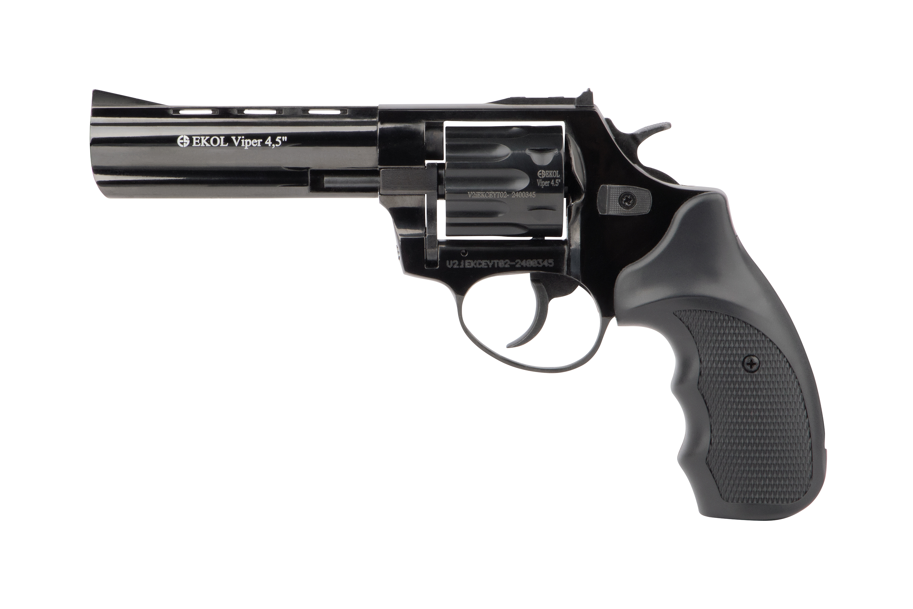 EKOL Viper 4,5-Zoll-Luftpistole mit elegantem schwarzem Finish und strukturiertem Griff für verbesserte Handhabung.