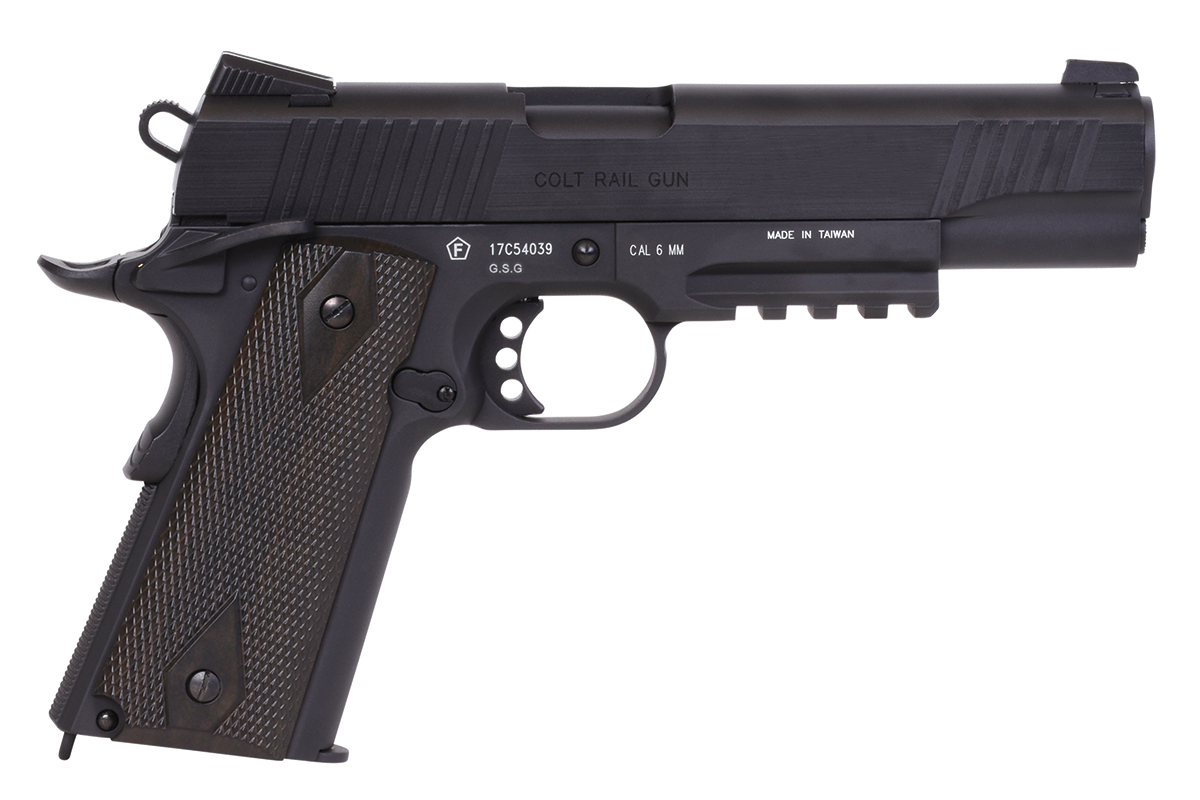 Colt 1911 Railgun Schwarz 6mm - Airsoft Co2 BlowBack