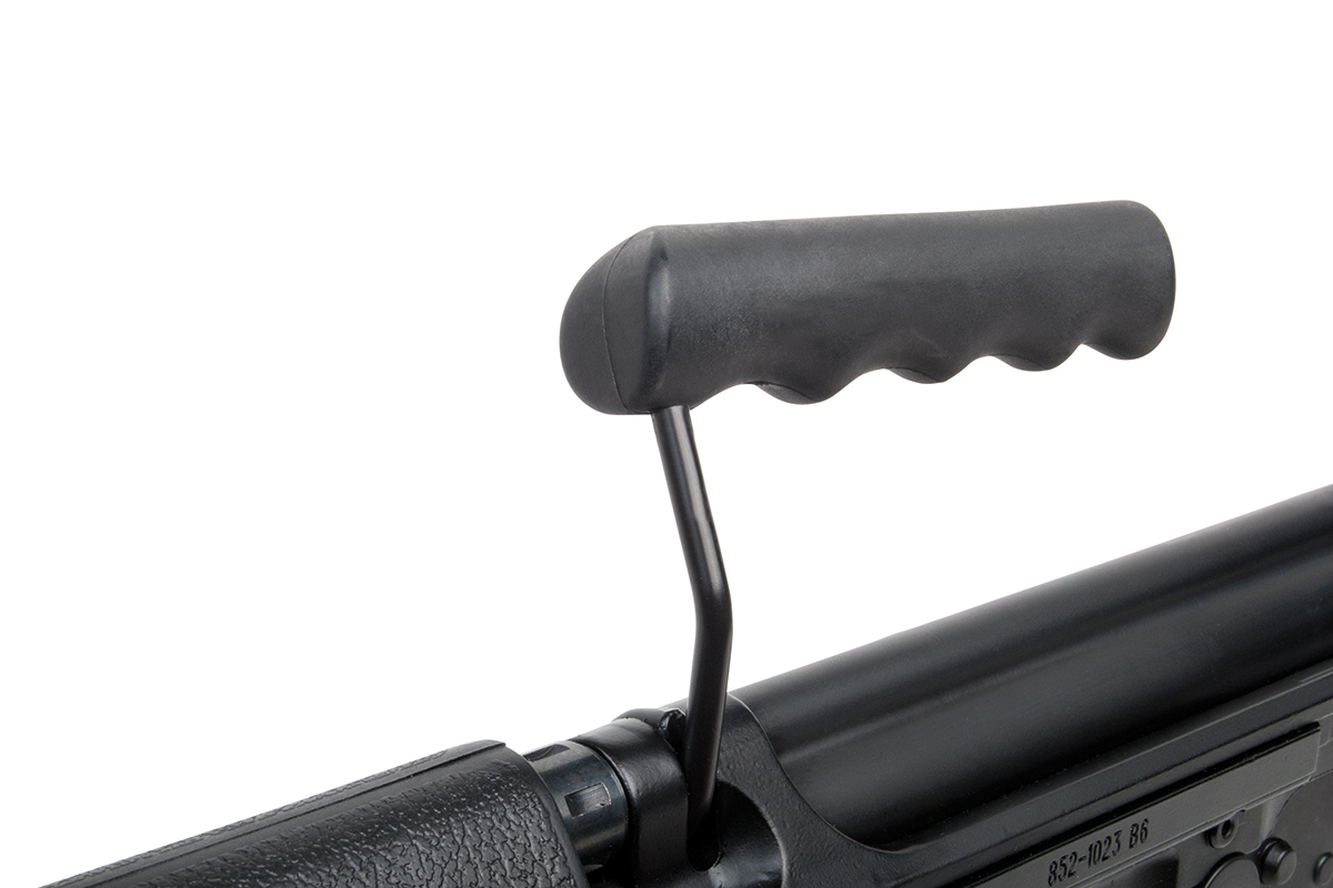 Schwarzer Polymer-Spanngriff für Luftgewehre mit ergonomischem Griffdesign für verbesserte Handhabung und Leistung.