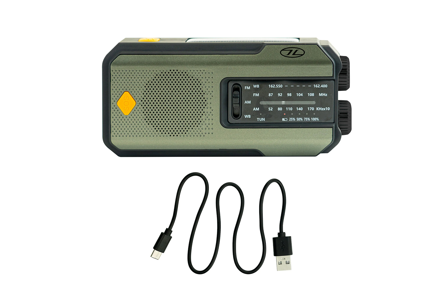 Highlander Forces Survival Solar-Radio mit Handkurbel, Powerbank & Taschenlampe