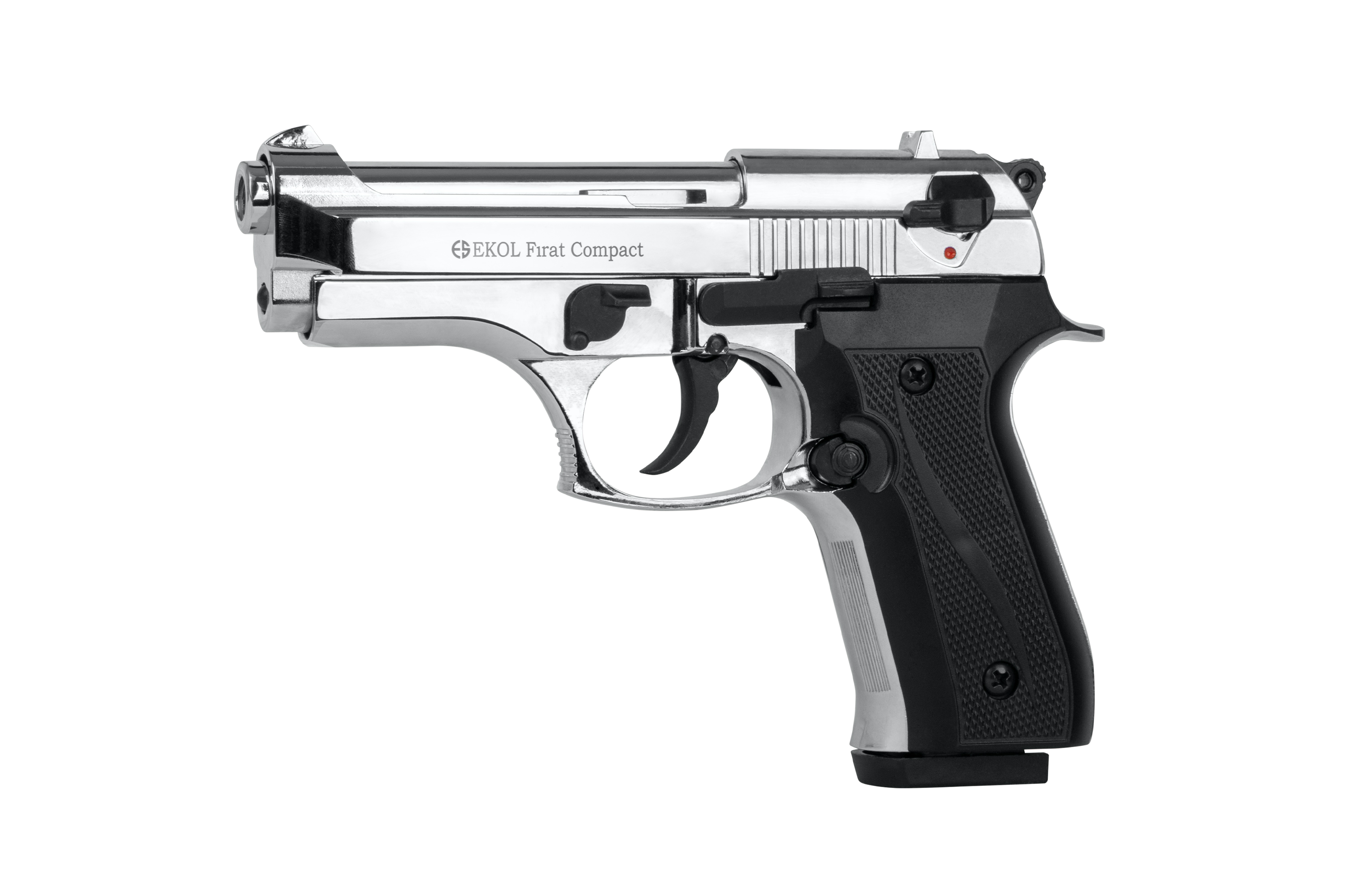 EKOL Firat Compact Luftpistole mit Chromoberfläche und schwarzem Griff, ideal für Schießbegeisterte.