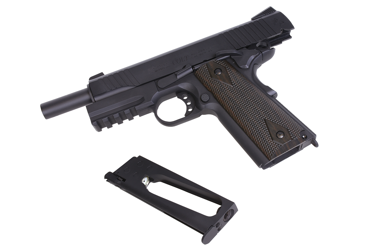 Colt 1911 Railgun Schwarz 6mm - Airsoft Co2 BlowBack