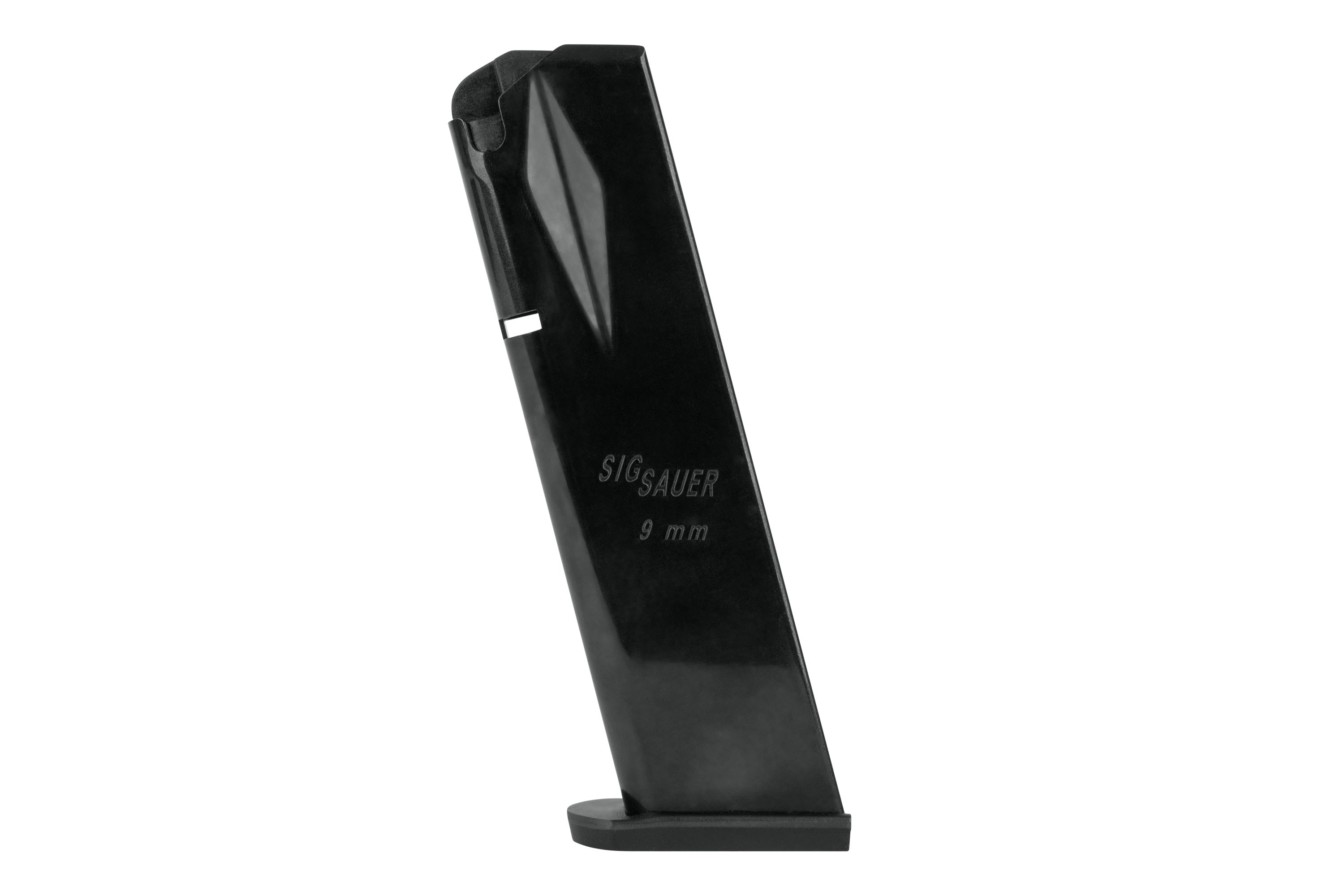 SIG Sauer 9-mm-Magazin, schwarz, entwickelt für optimale Leistung und Zuverlässigkeit bei Schusswaffen.