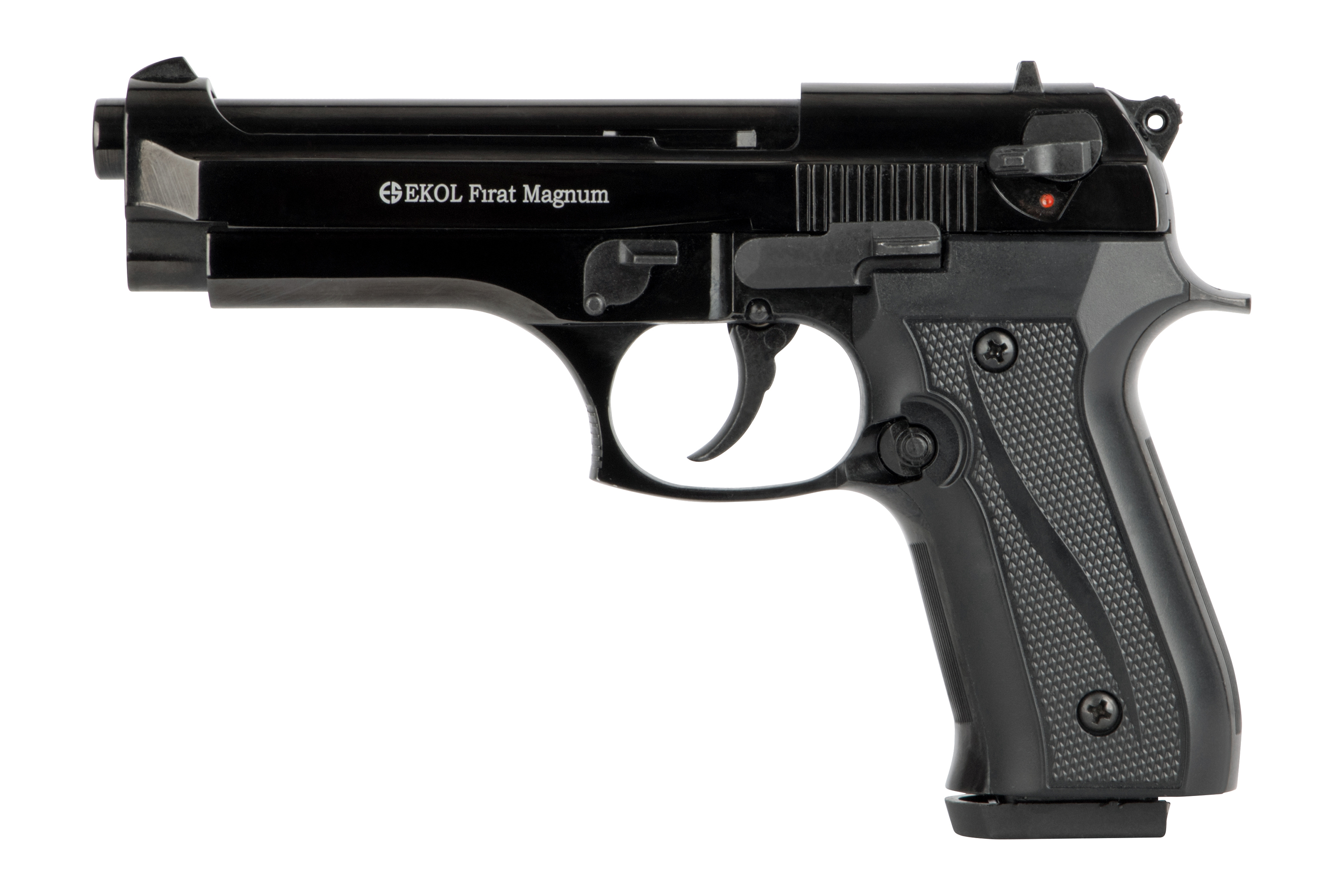 EKOL Firat Magnum Luftpistole in Schwarz mit strukturiertem Griff und Sicherheitsfunktionen.