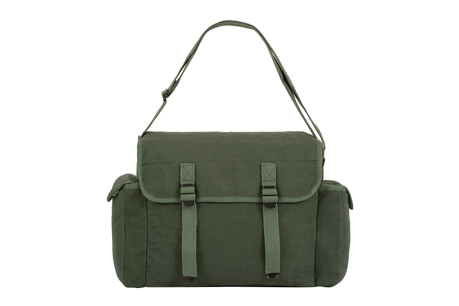 Robuste grüne Einsatztasche mit verstellbarem Schultergurt und sicheren Schnallen, ideal für Schusswaffenzubehör.
