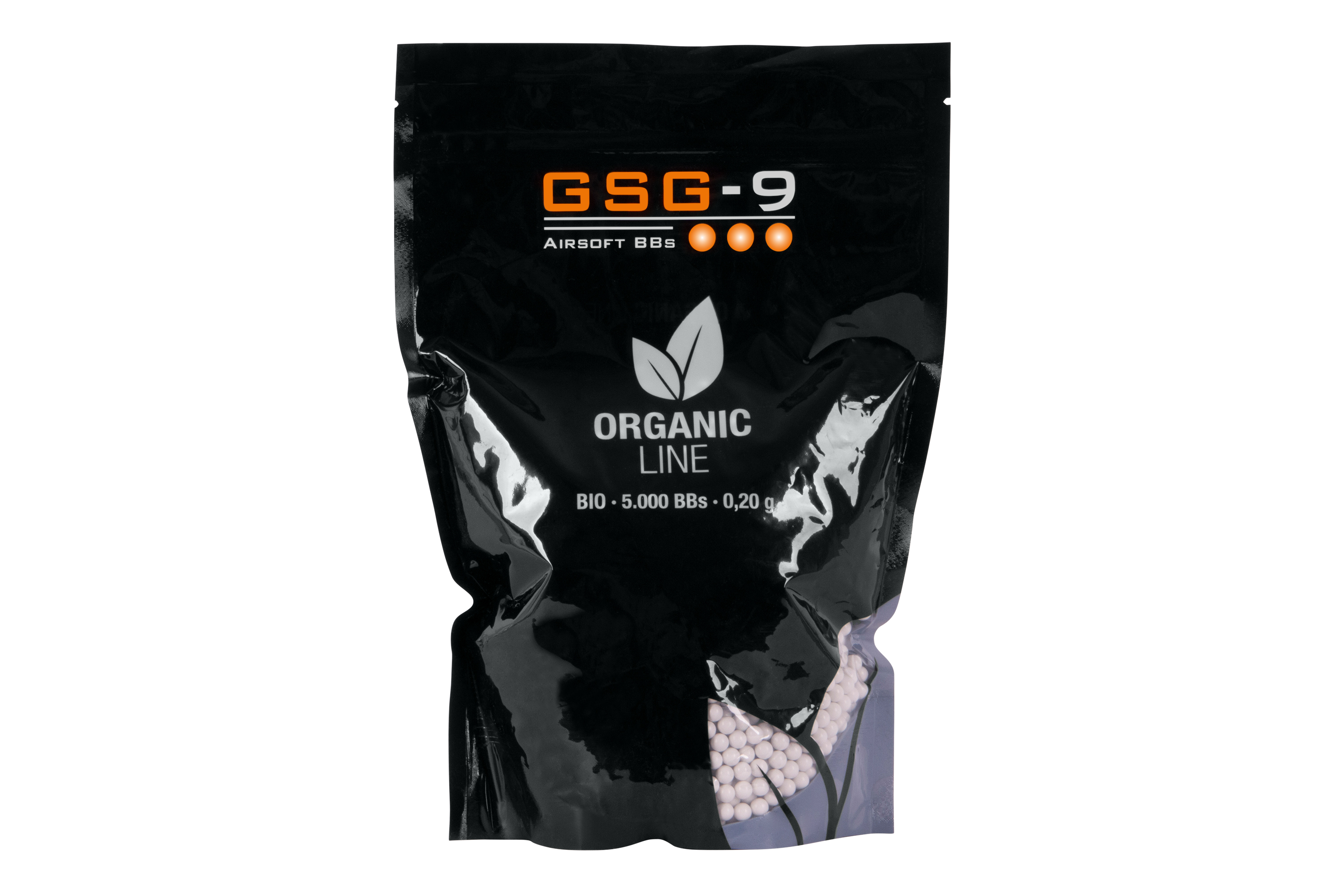 GSG-9 Bio-Airsoft-BBs, 0,20 g, 5000 Stück, umweltfreundliche Verpackung für Airsoft-Enthusiasten.