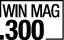 Schwarzer Text ".300 WIN MAG" auf weißem Hintergrund, kennzeichnet Kaliber .300 Winchester Magnum für Schusswaffen oder Munition.