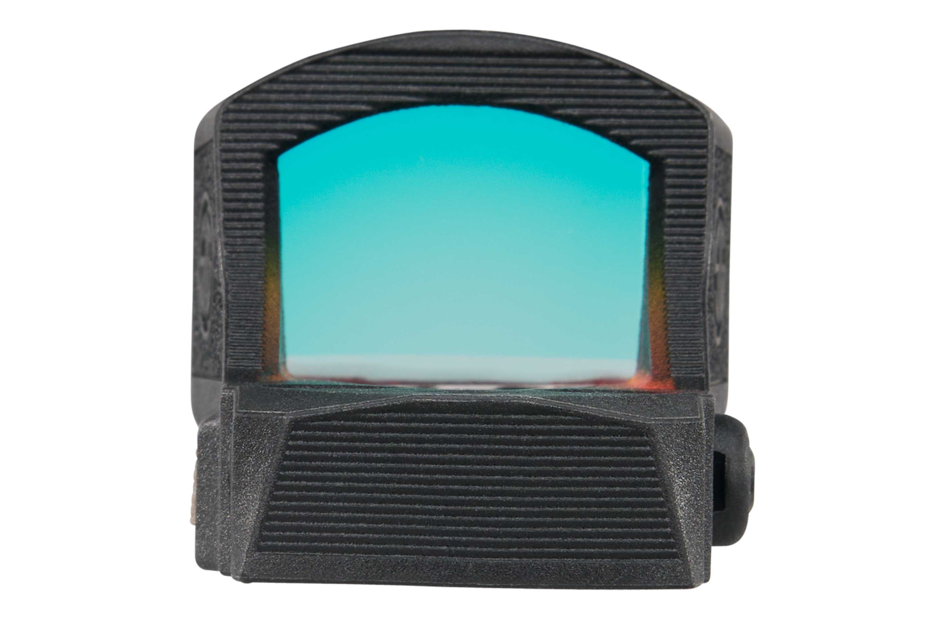 Schwarzes Reflexvisier mit blaugrüner Linse für Luftpistolen und robustem Gehäuse für präzises Zielen.