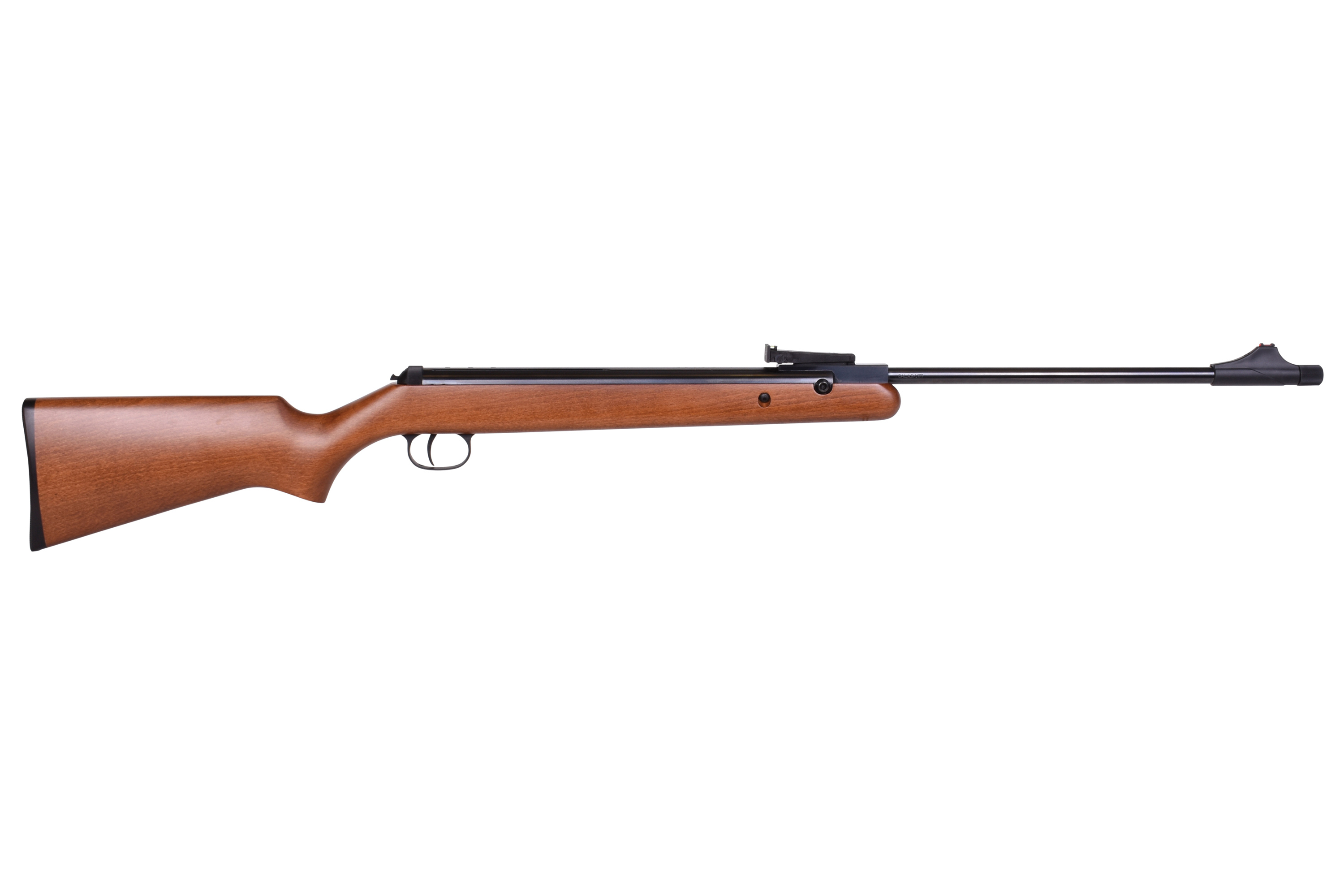 Klassisches Luftgewehr mit Holzschaft und schwarzem Lauf, ideal für Sportschießen und Outdoor-Aktivitäten.