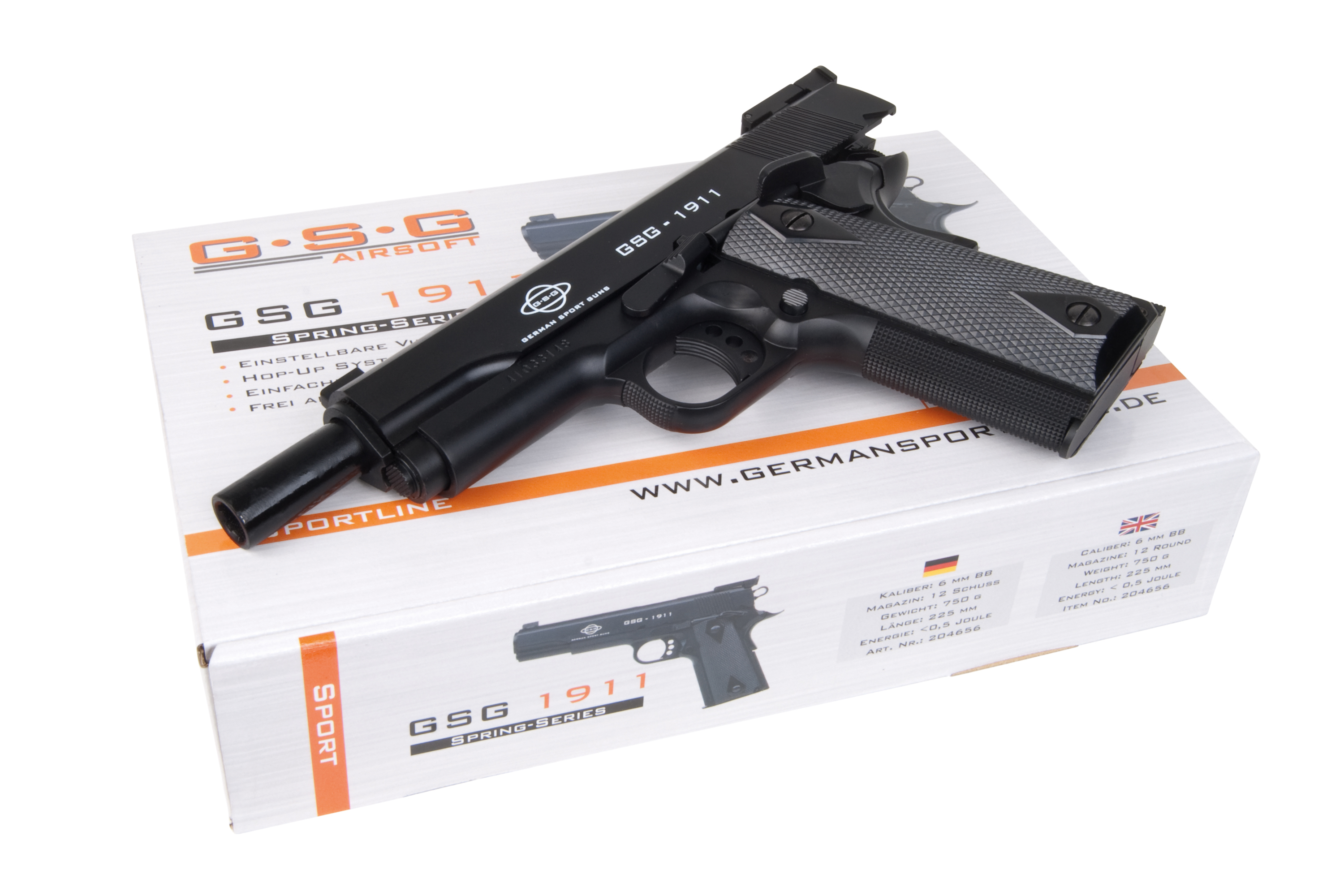 GSG 1911 Schwarz 6mm - Airsoft Federdruck < 0,5 Joule