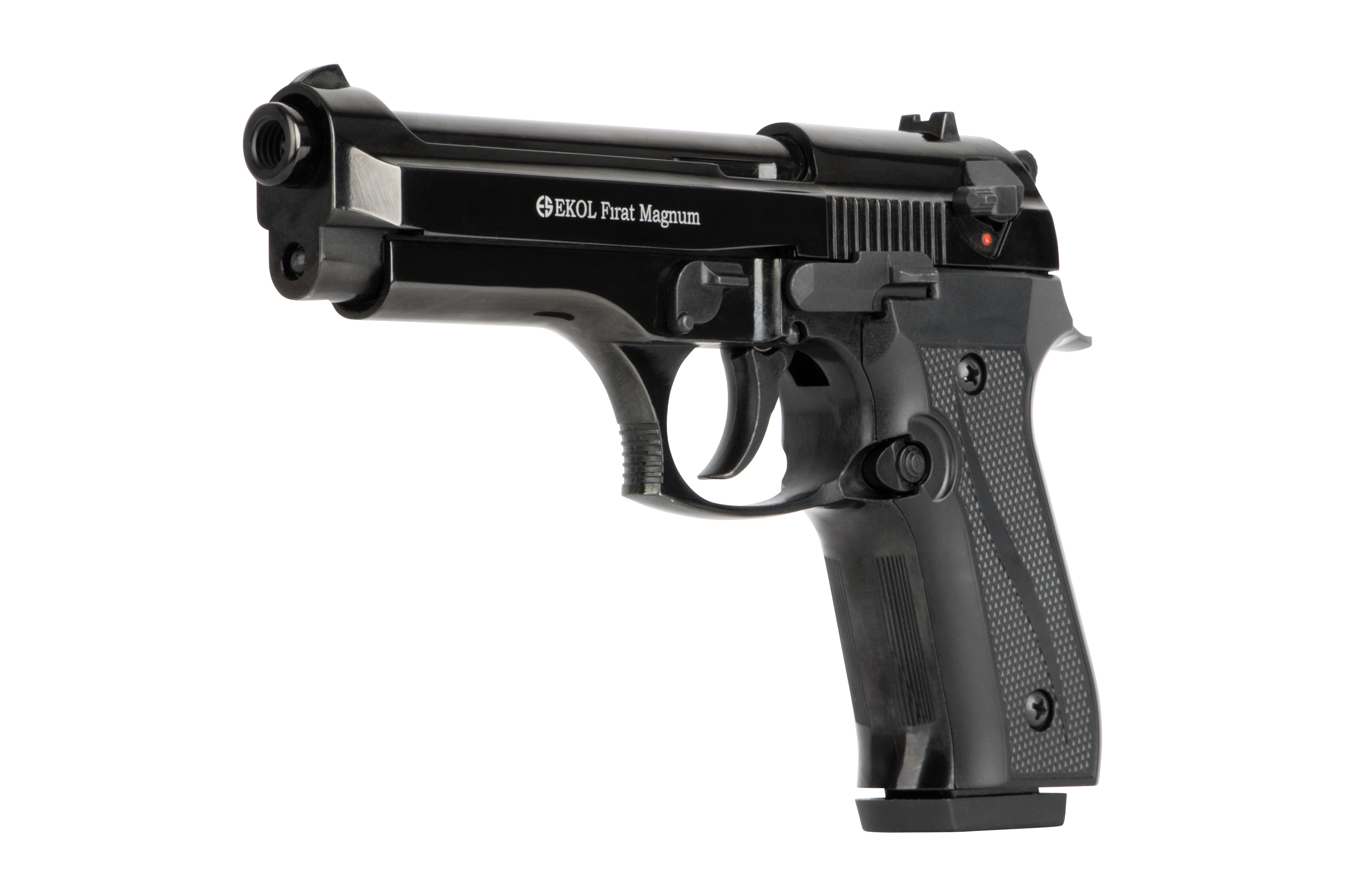 EKOL Firat Magnum Luftpistole in Schwarz mit strukturiertem Griff und taktischen Funktionen für Schusswaffenliebhaber.