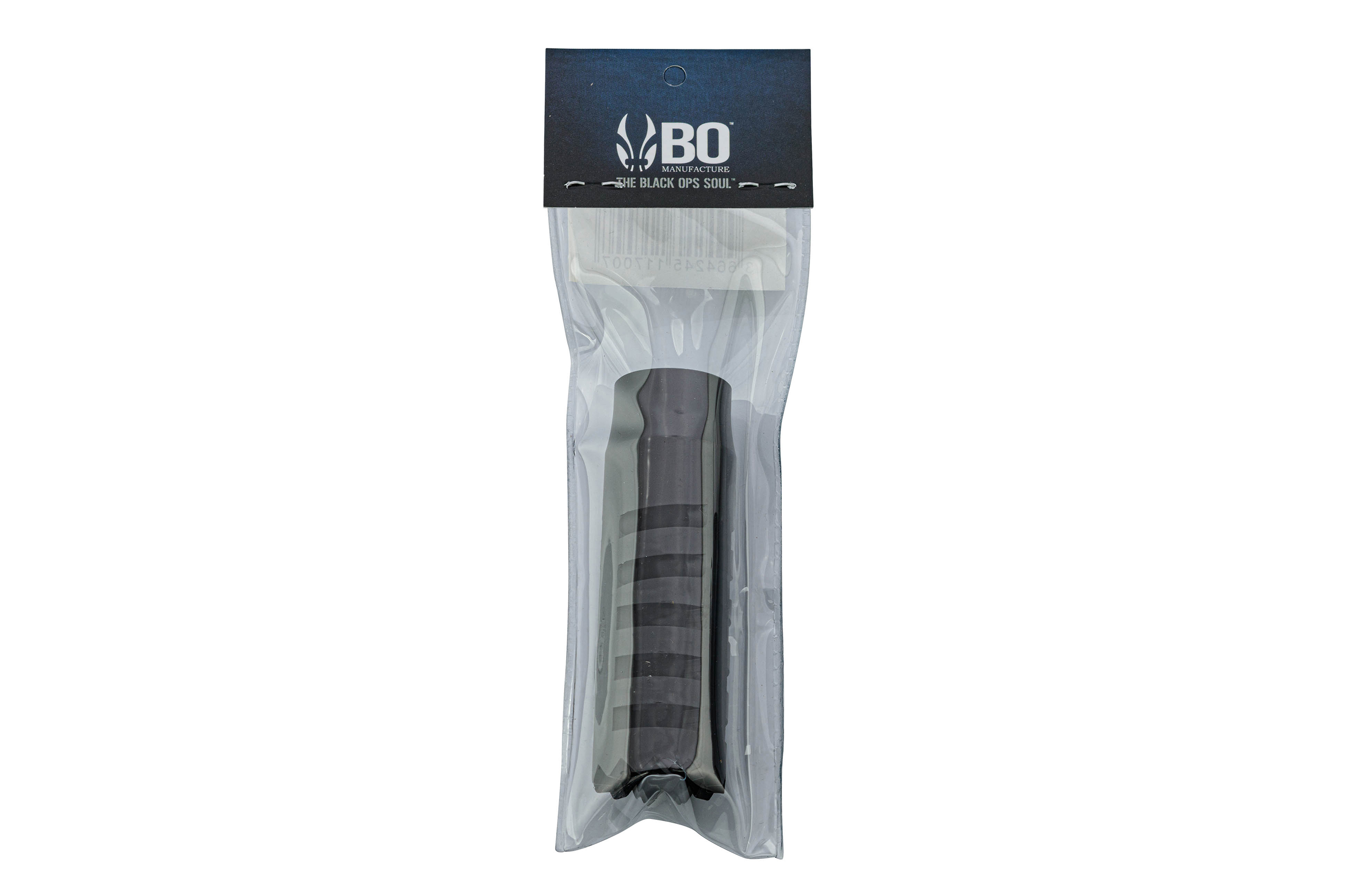 BO Manufacture Black Ops Soul Pistolengriff-Zubehör aus schwarzem Polymer in originaler Einzelhandelsverpackung aus durchsichtigem Kunststoff.