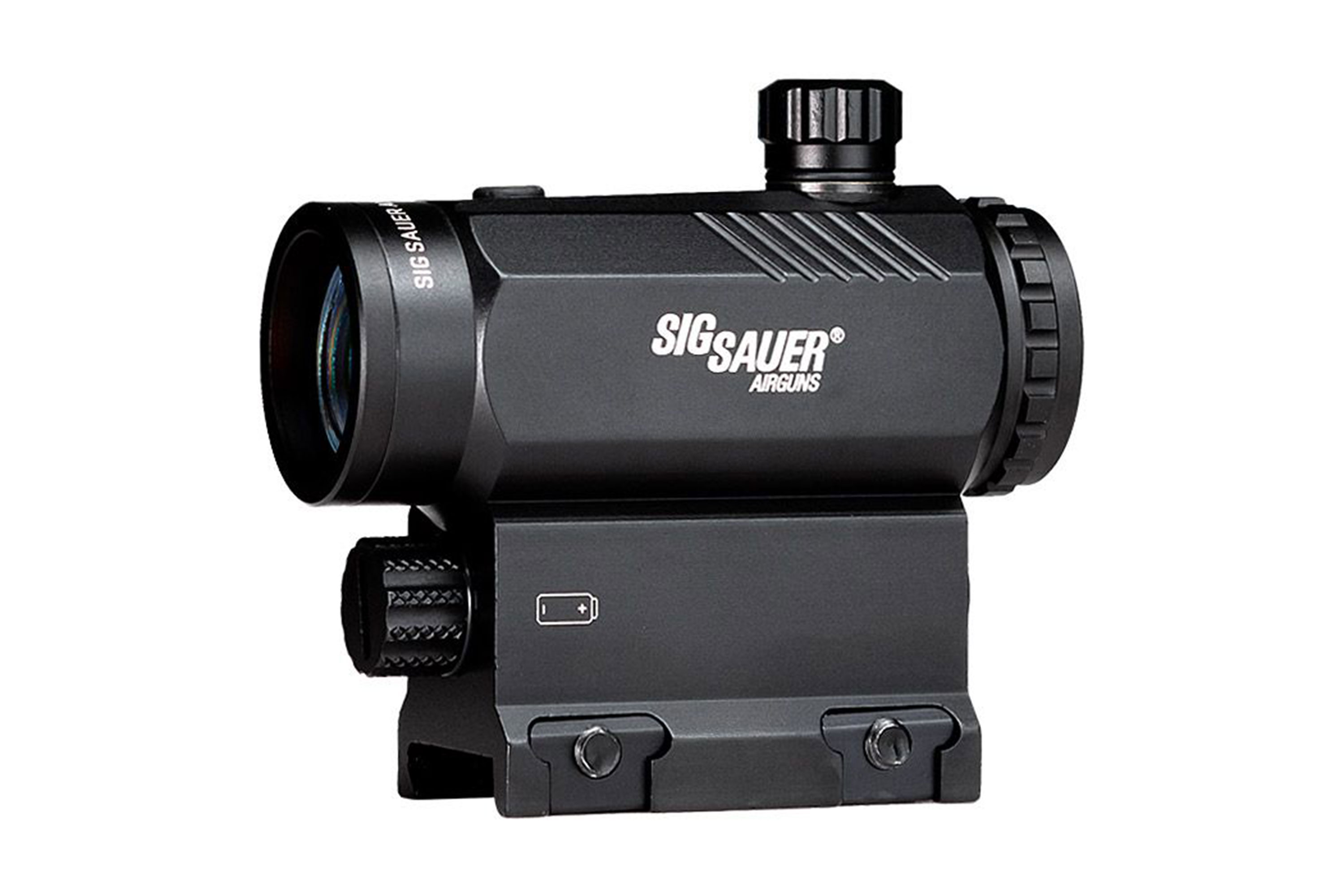 SIG Sauer Rotpunktvisier mit einstellbarer Helligkeit, langlebiger schwarzer Oberfläche und einfachem Montagesystem für Luftgewehre.