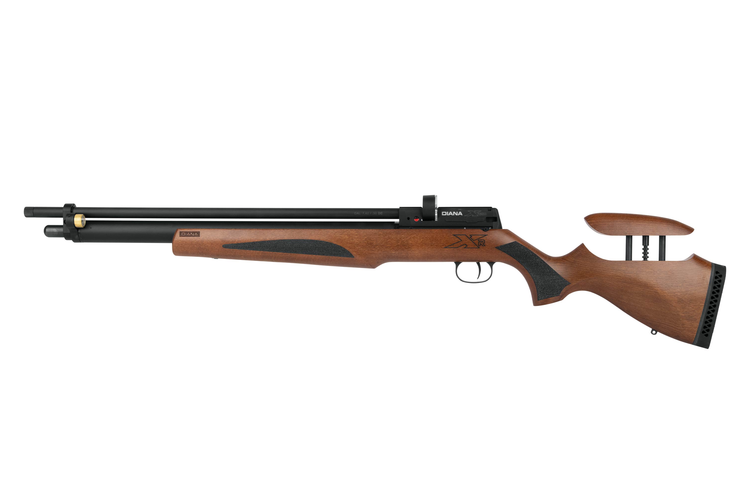 Luftgewehr Diana XR200 mit Holzschaft, schwarzem Metalllauf, verstellbarer Backe und strukturierten Griffabschnitten.