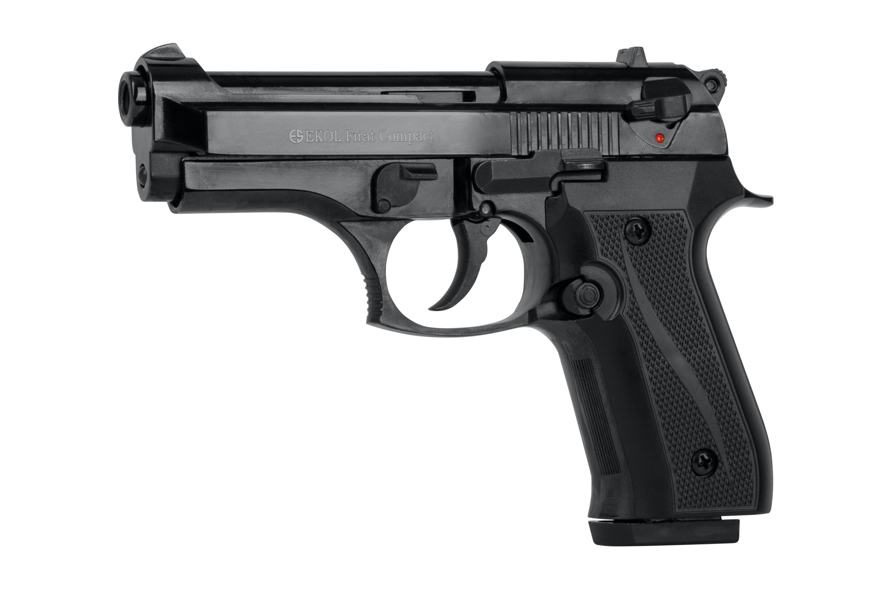 Ekol Firat Compact Luftpistole in Schwarz mit strukturiertem Griff und Sicherheitsmechanismus.