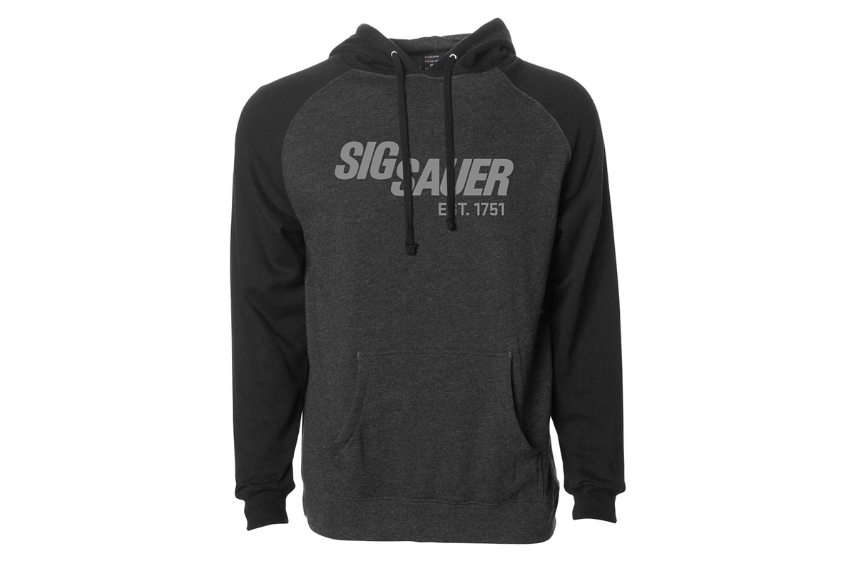 SIG SAUER Raglan Pullover mit Kaputze - Hoodie Grau/Schwarz
