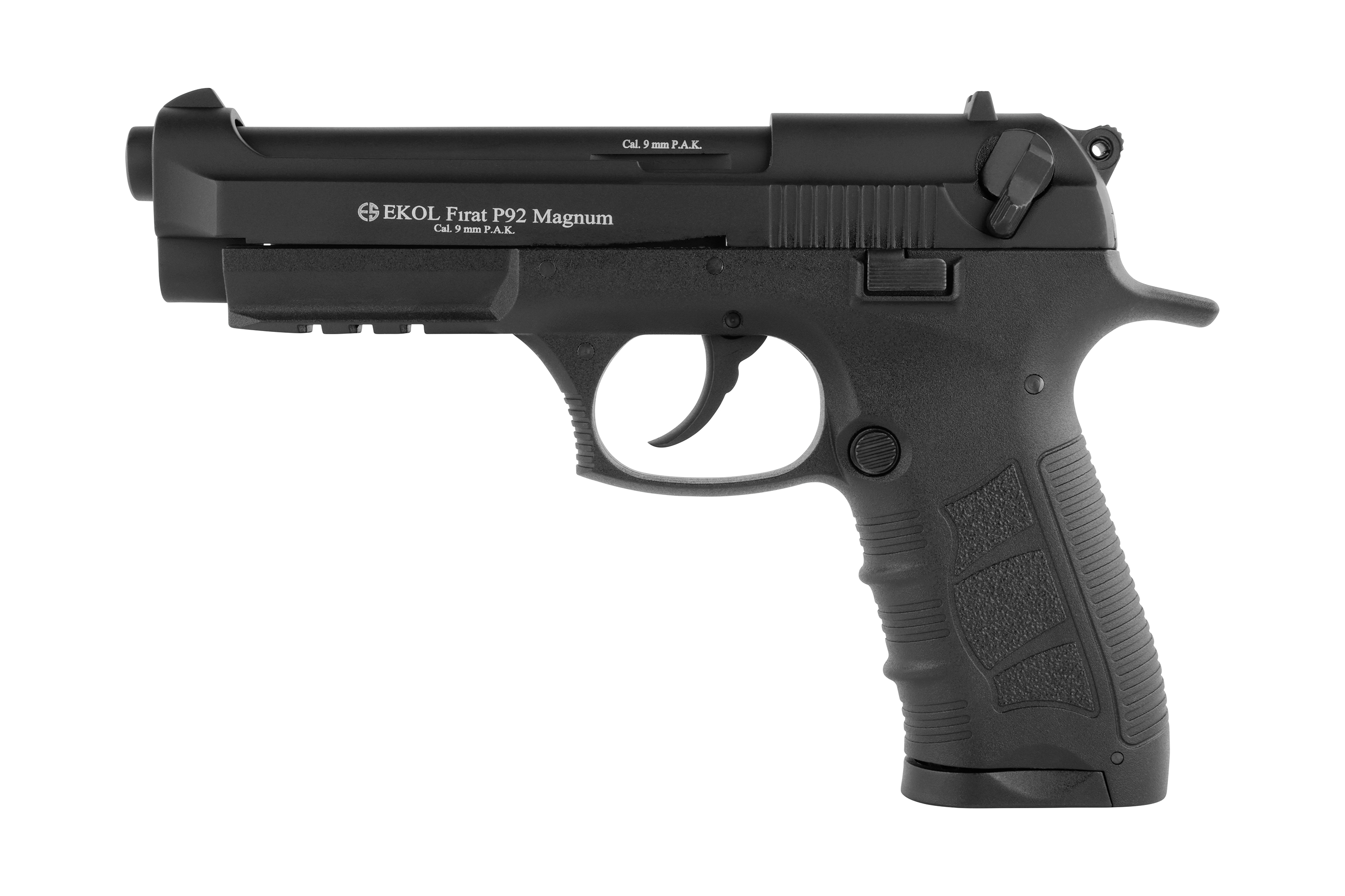 EKOL Firat P92 Magnum Luftpistole in Schwarz mit strukturiertem Griff und elegantem Design für Schusswaffenliebhaber.