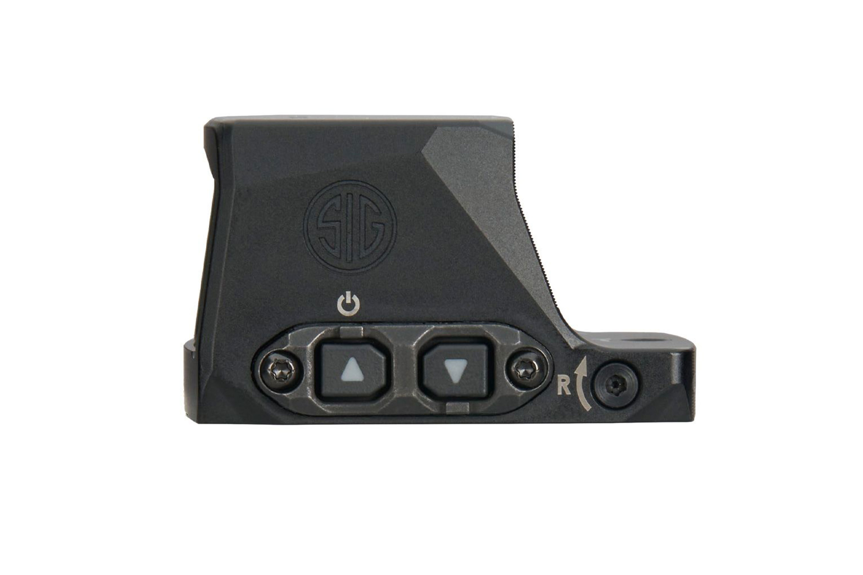SIG Sauer Rotpunktvisier mit verstellbaren Bedienelementen und einem eleganten schwarzen Design für präzises Zielen.