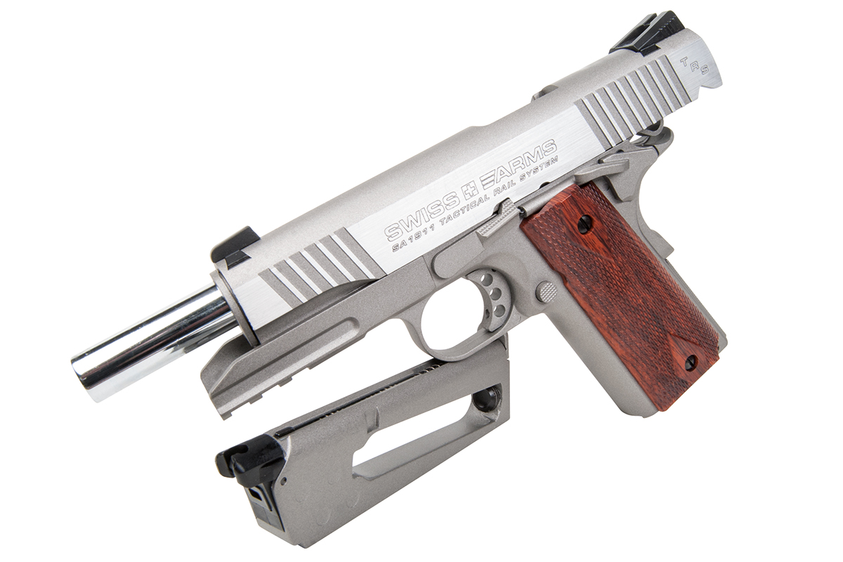 Swiss Arms P1911 Stainless 4,5mm BB - Druckluft Co2 BlowBack