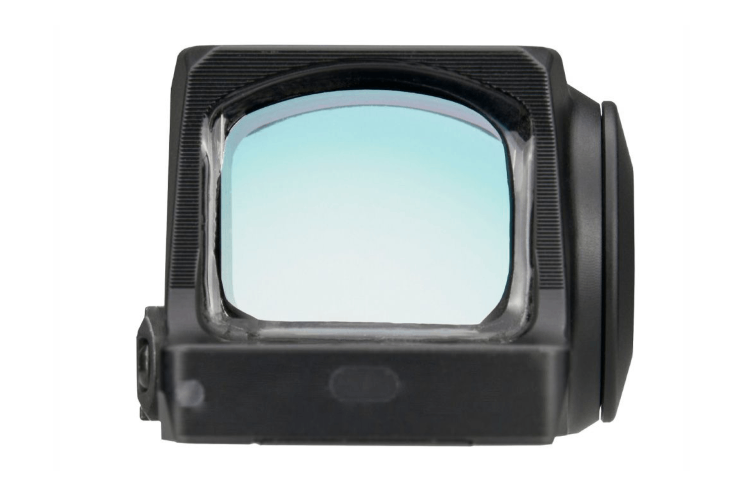 Nahaufnahme eines schwarzen Reflexvisiers mit klarer Linse, ideal für Luftgewehre und Pistolen.