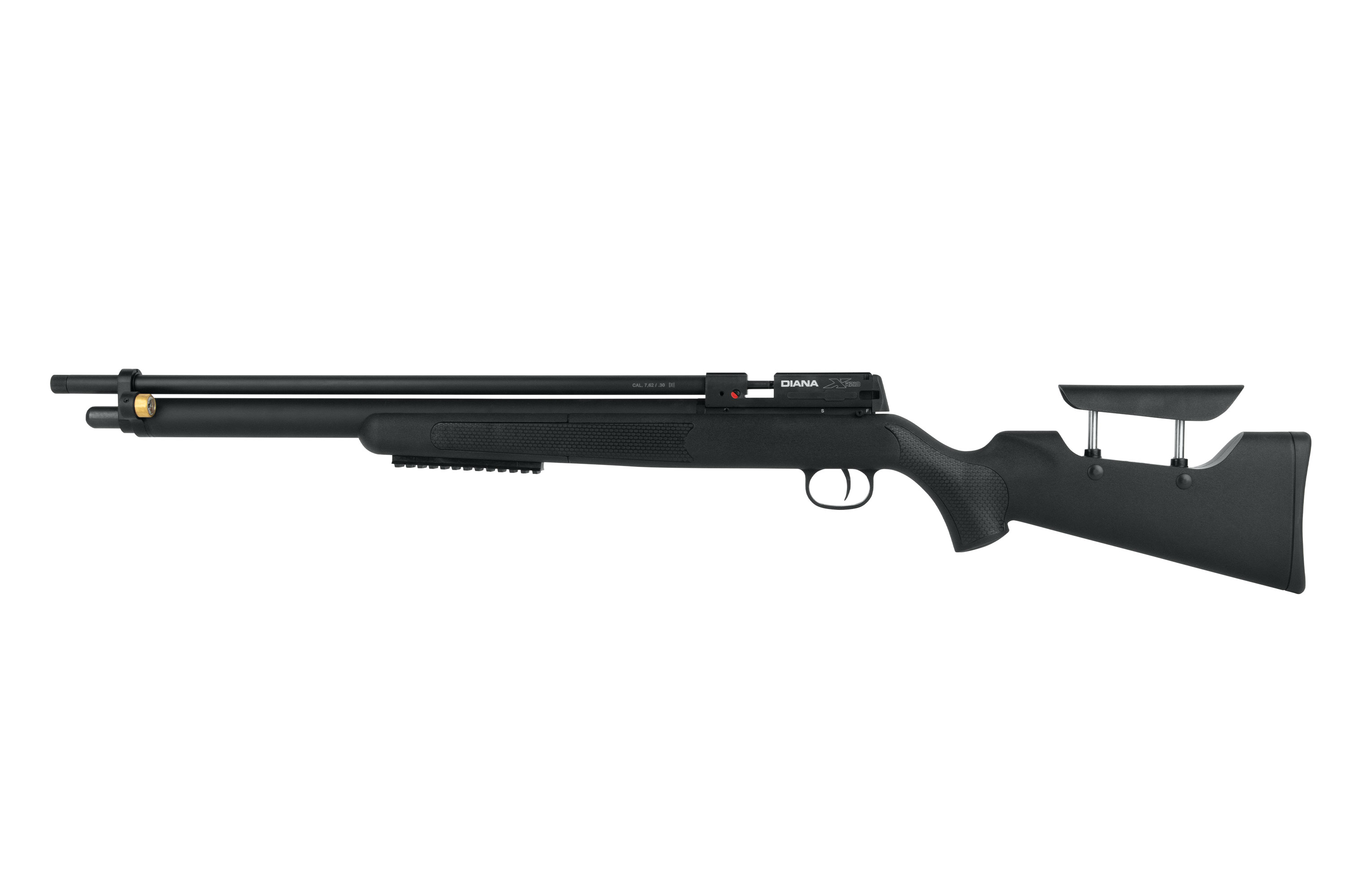 Diana-Luftgewehr mit elegantem schwarzen Design, ergonomischem Griff und Präzisionslauf für verbesserte Schussleistung.