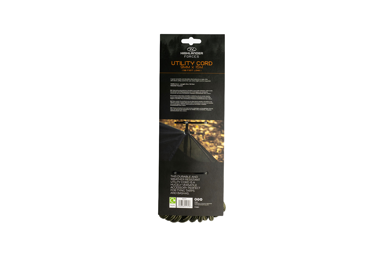 Highlander Forces Allzweckseil 9 mm x 15 m Oliv