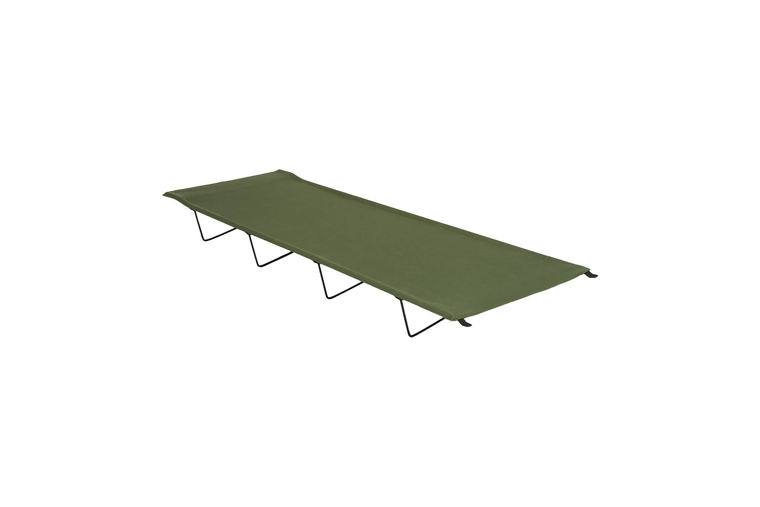 Grünes, zusammenklappbares Campingbett mit stabilem Metallrahmen, ideal für Outdoor-Enthusiasten und Campingausflüge.
