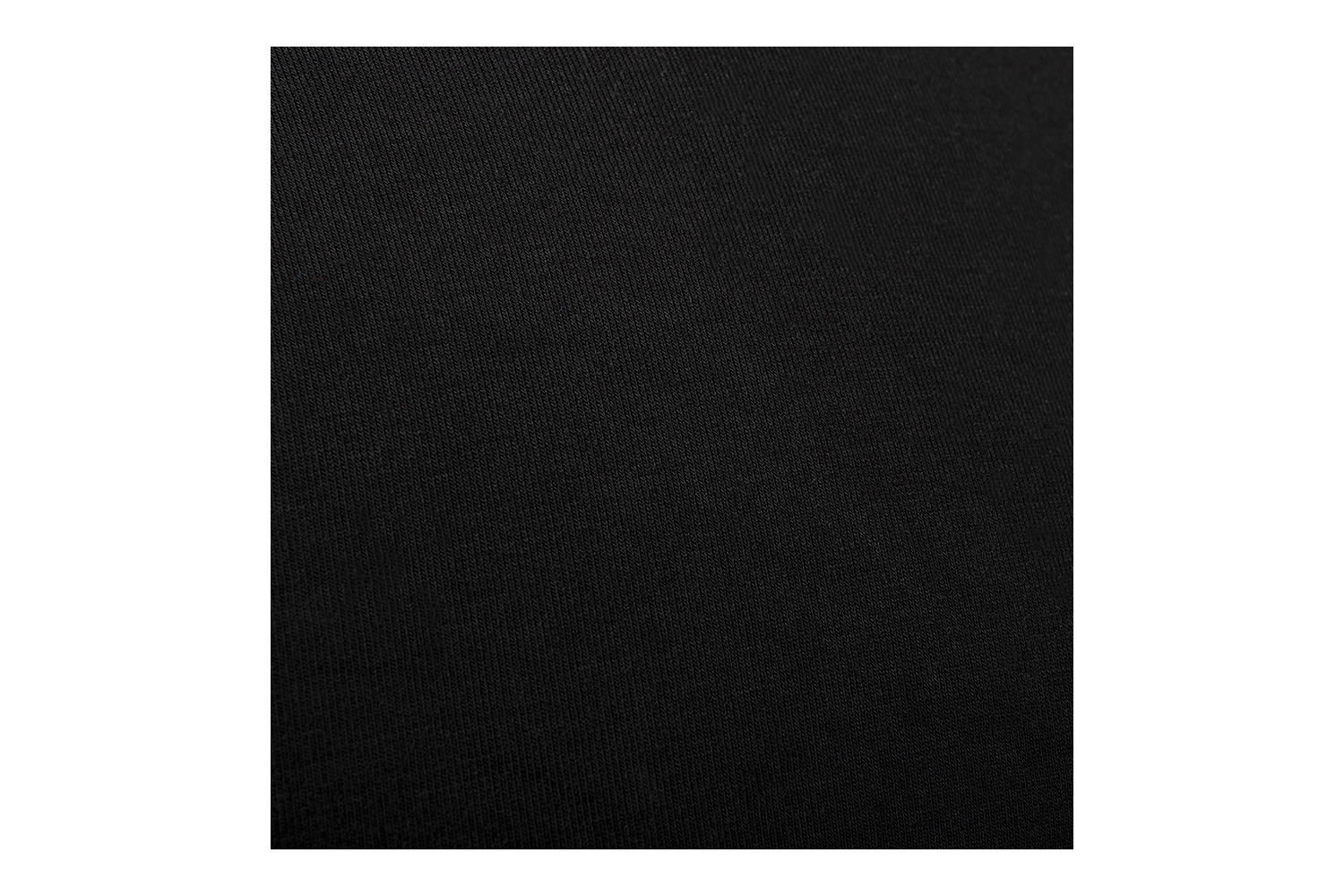 Eine Nahaufnahme eines einfarbigen schwarzen, fein strukturierten Stoffmaterials mit gleichmäßigem Webmuster und mattem Finish.