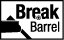 Schwarz-weißes Symbol mit Text „Break Barrel“ und stilisierter Abbildung eines Knicklaufgewehrs, das den Lade-Mechanismus darstellt.