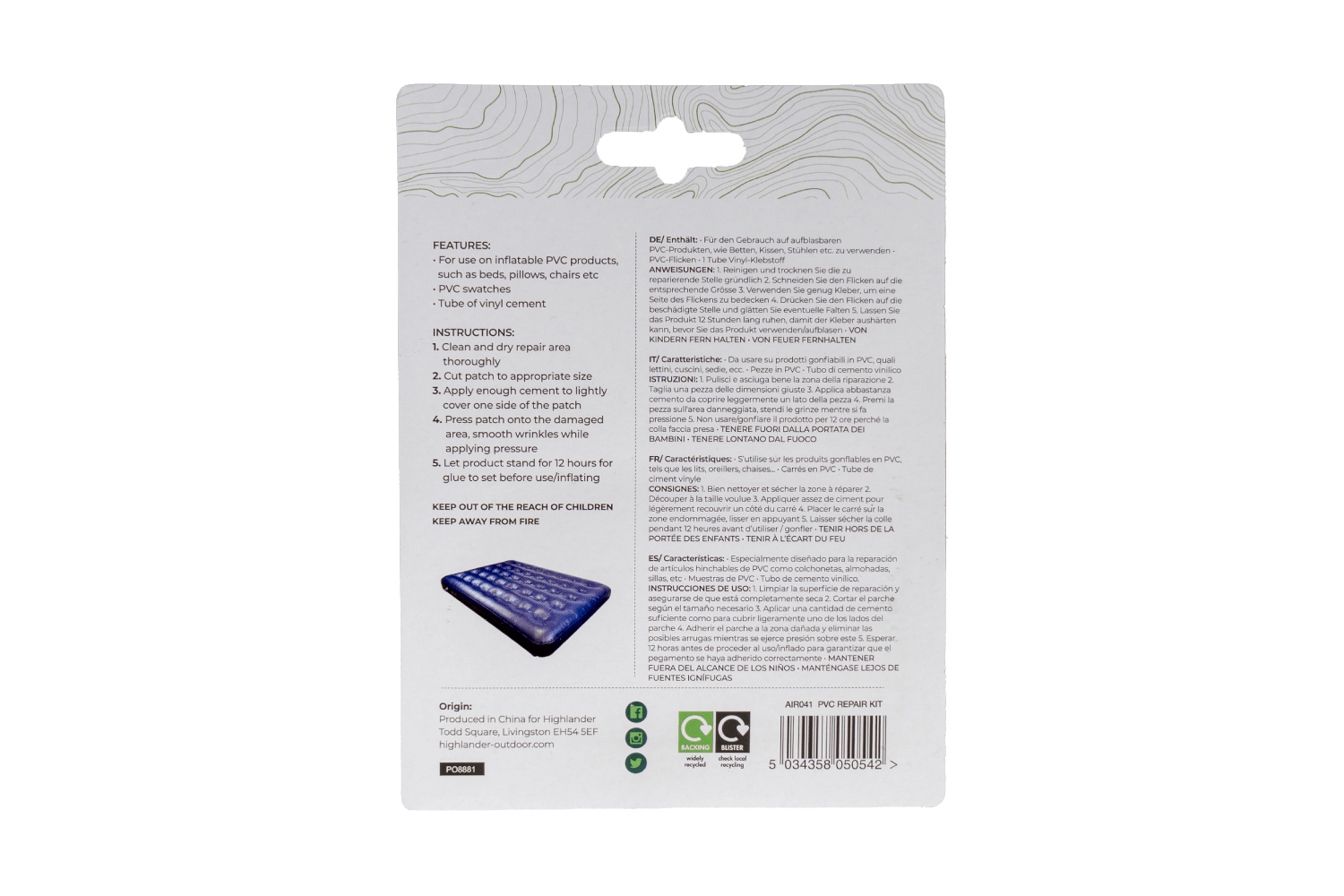 Highlander Luftmatratzen Reparaturset PVC