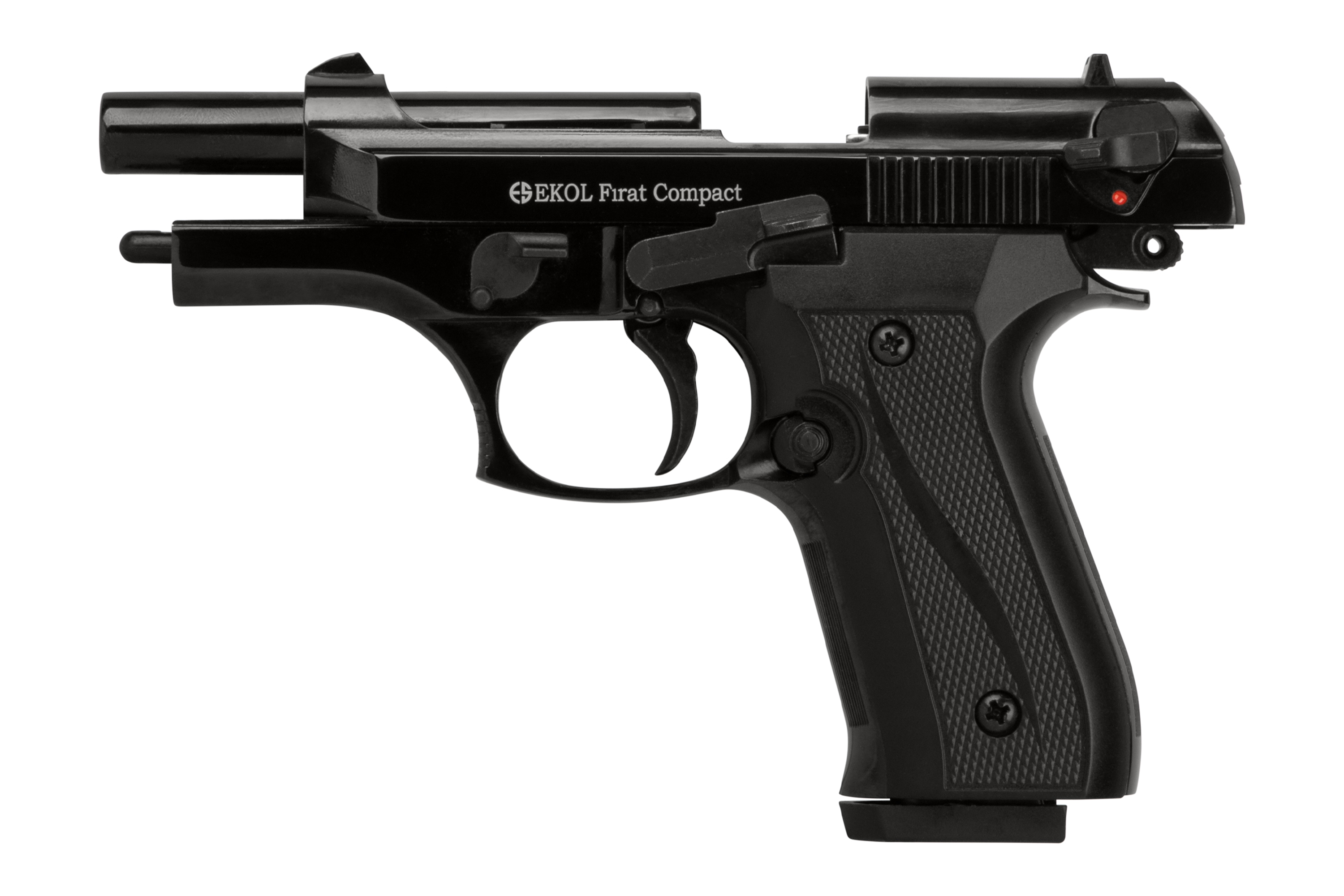 EKOL Firat Compact Luftpistole in Schwarz mit strukturiertem Griff und Sicherheitsmechanismus.