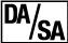 Schwarzer Text "DA/SA" auf weißem Hintergrund, kennzeichnen Waffen mit Double-Action sowie Single-Action Abzug.