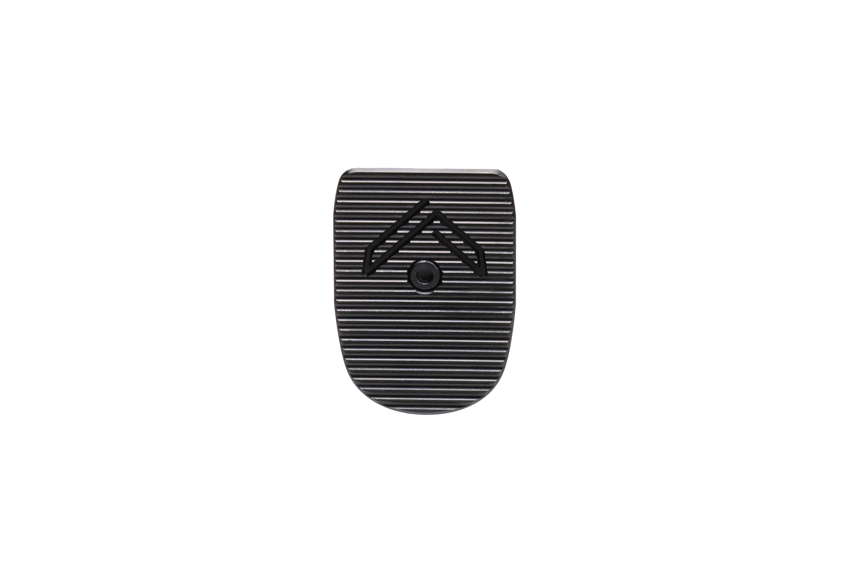 Schwarz strukturierte Magazingrundplatte für Luftpistolen mit erhabenem Logo und ergonomischem Design.