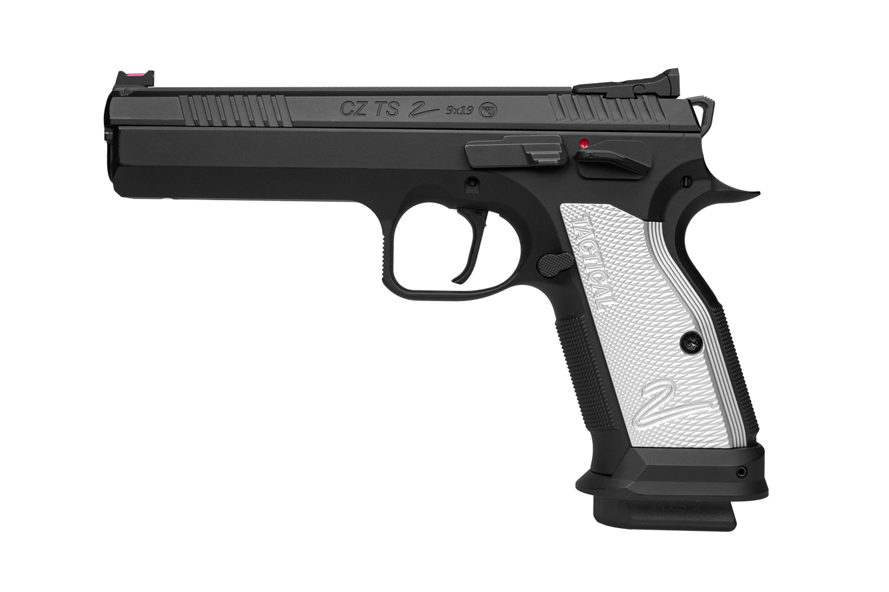 Luftpistole CZ TS 2 mit schwarzem Finish und silbernem Griff, konzipiert für Liebhaber des Präzisionsschießens.