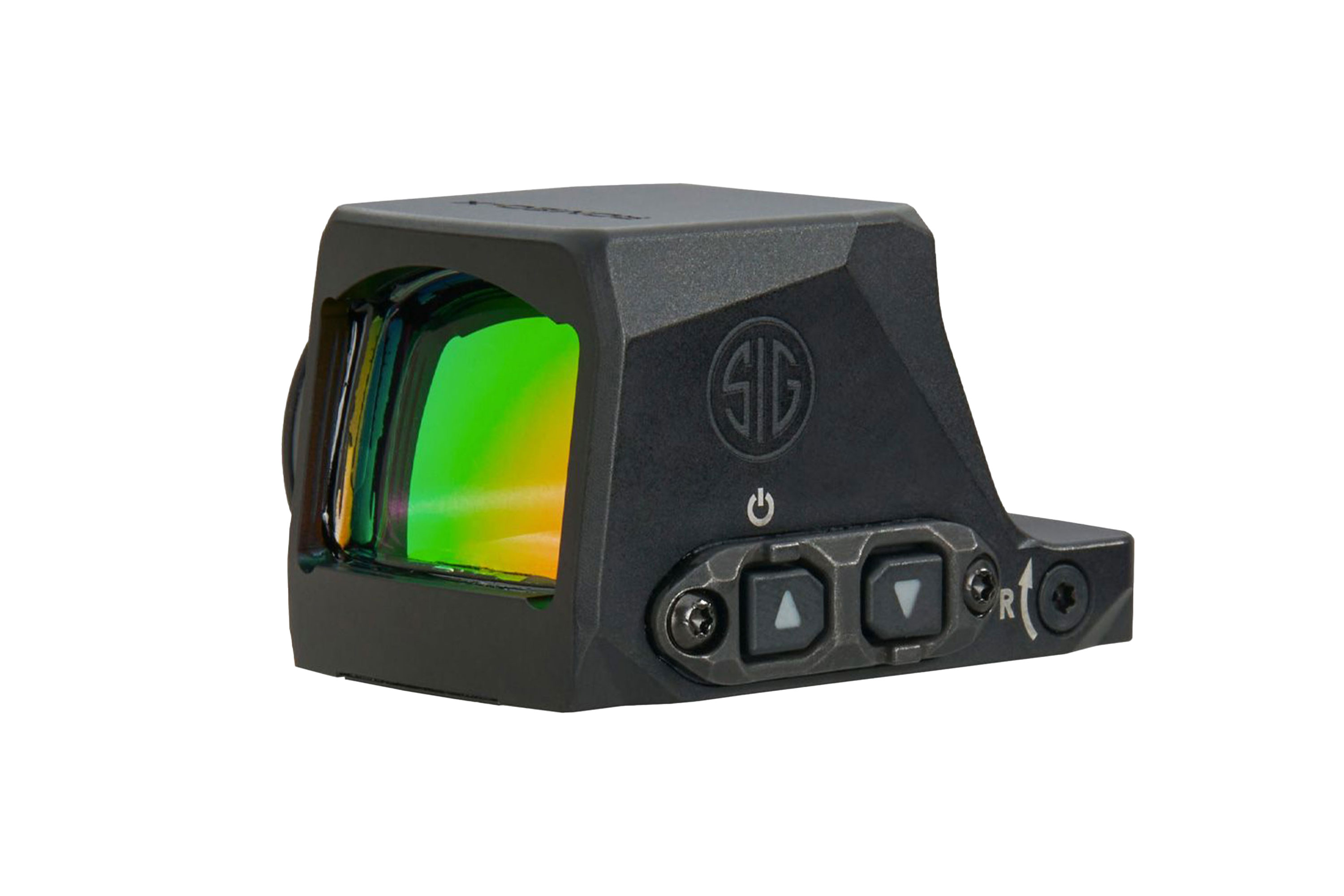 SIG Sauer Reflexvisier mit einstellbarer Helligkeit, kompaktem Design und mehrfach vergüteter Linse für bessere Sichtbarkeit.